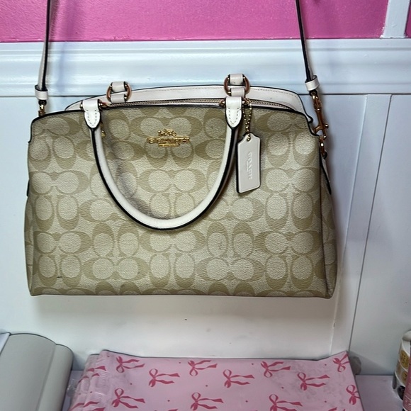 Coach Handbags - Coach Beige Signature Shoulder Bag